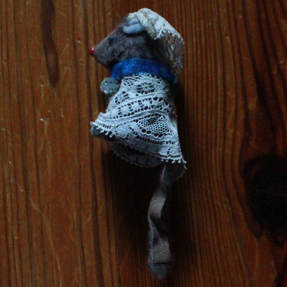 Vintage Original Fur Toys (of W. Germany) "Mouse Bride" Furry Figurine